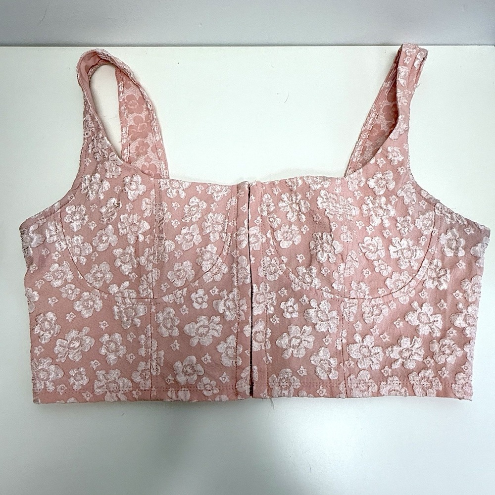 Floral‎ Corset Top Sz XL Pink Coquette Cottage Ren Faire Milkmaid Fairy Romantic